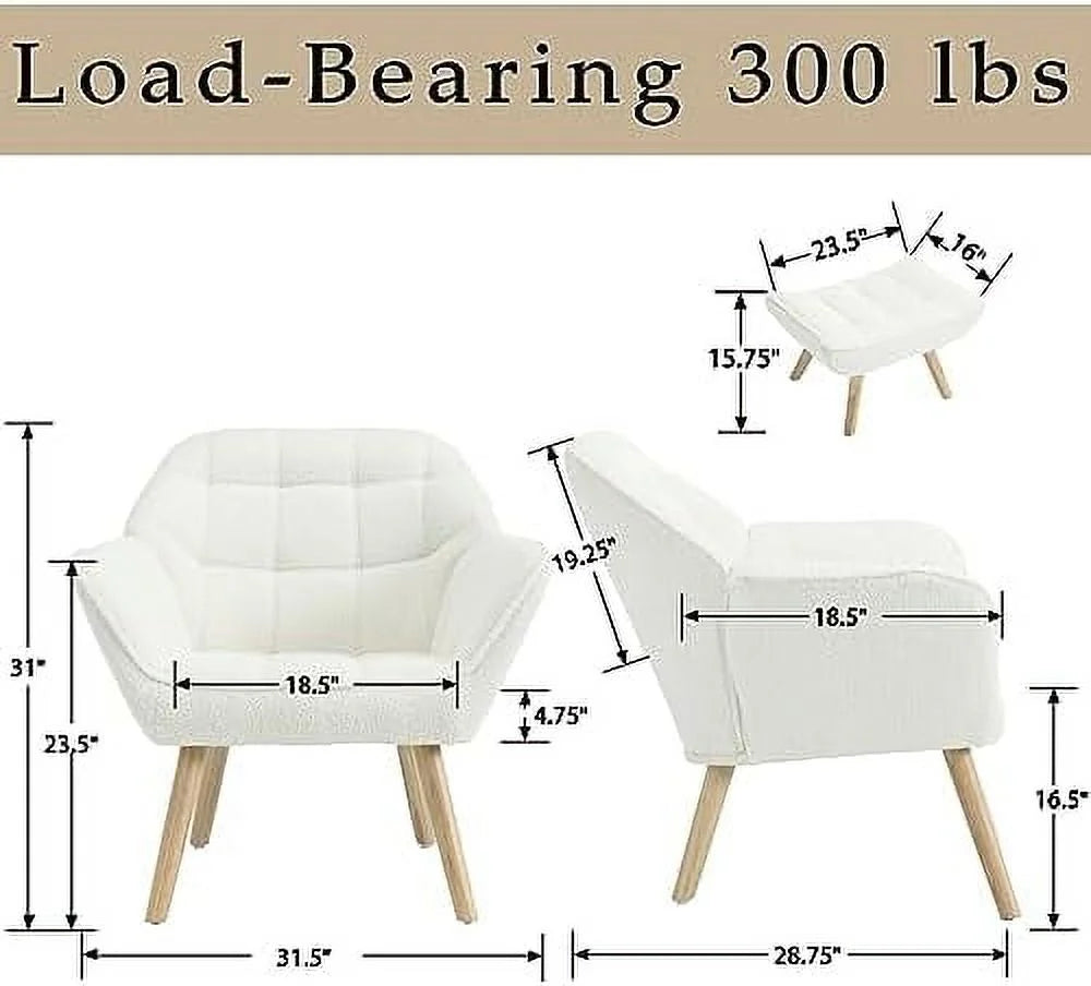 Sherpa Accent Chair with Ottoman V6089