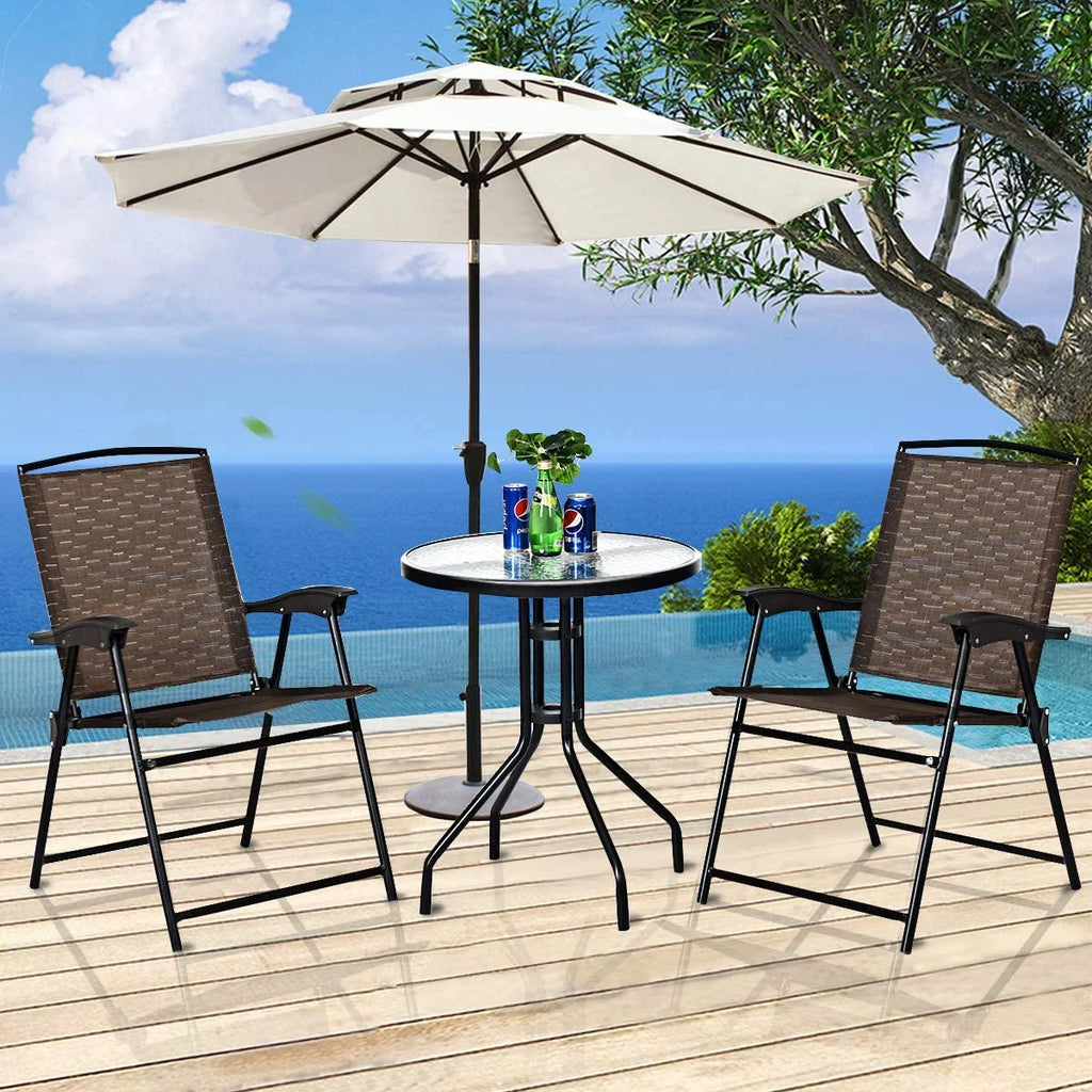 3-Piece Patio Bistro Set with Round Tempered Glass Table and 2 Chairs L80265