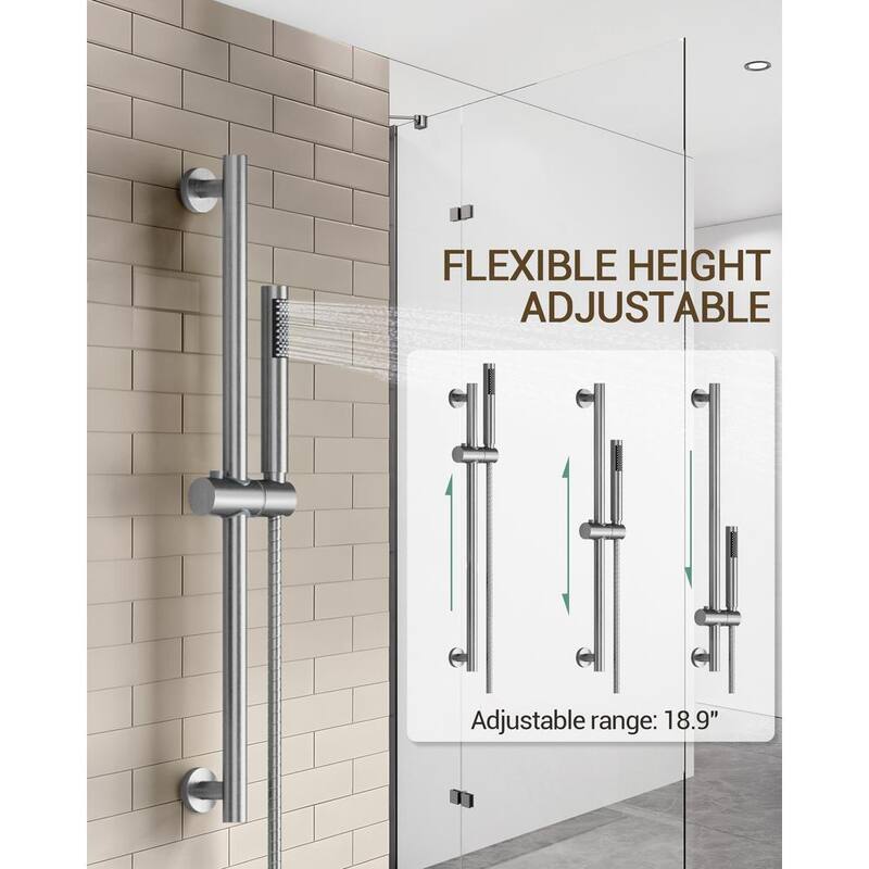 Wall Mounted Dual Shower Head and Handheld Shower Head 2.5 GPM Brushed Nickel F83398