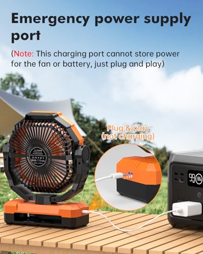 24000mAh Rechargeable Battery Operated Camping Fan with Light & Hook N61942