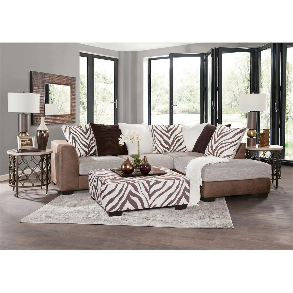 Brown and White Zebra Upholstered Ottoman C22881