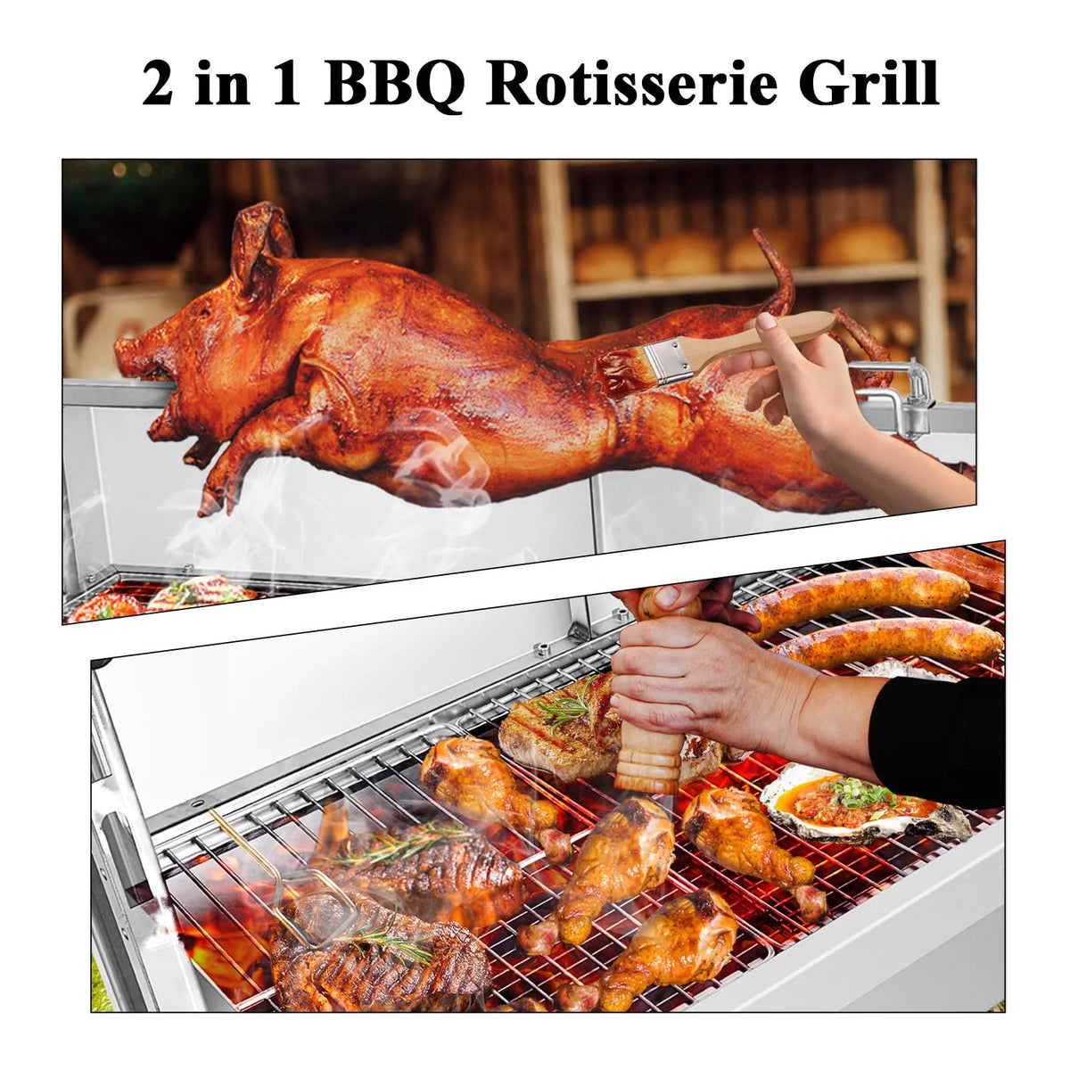 46'' Stainless Steel Charcoal Rotisserie Grill D720