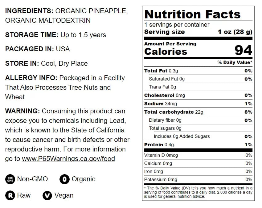 Organic Pineapple Powder, 5 Pounds R626