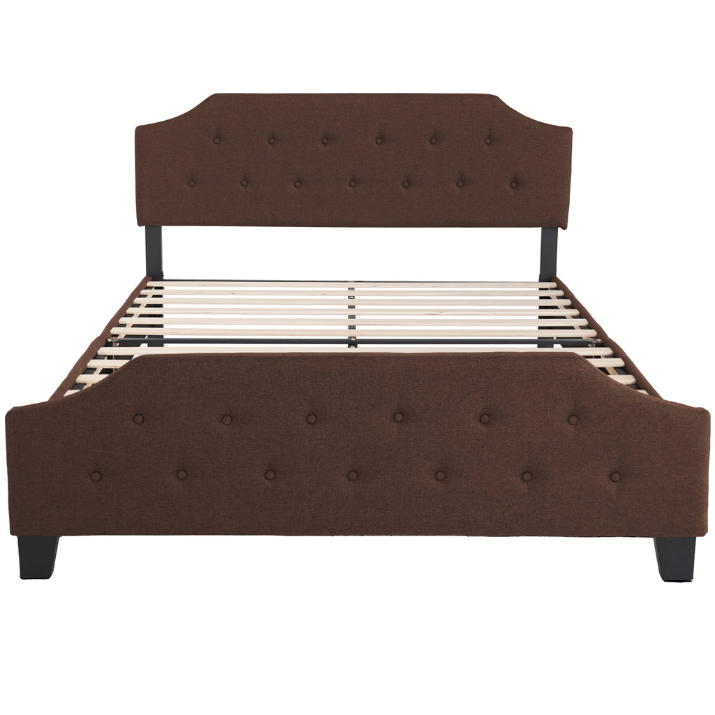 Upholstered Tufted Platform Bed Frame Queen Brown O233688