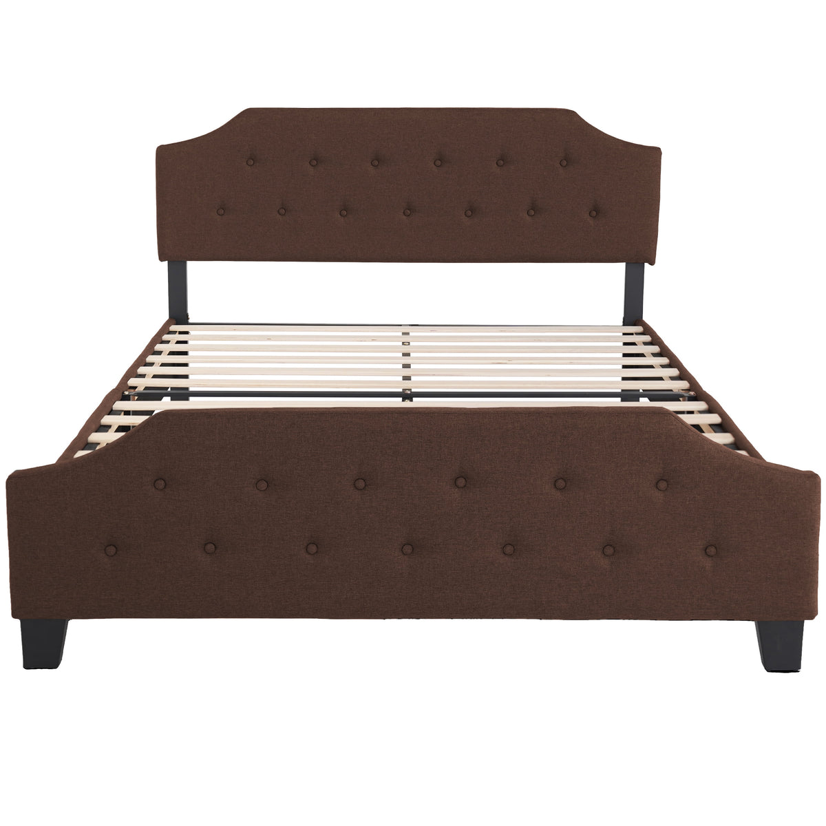 Upholstered Tufted Platform Bed Frame Queen Brown O233688