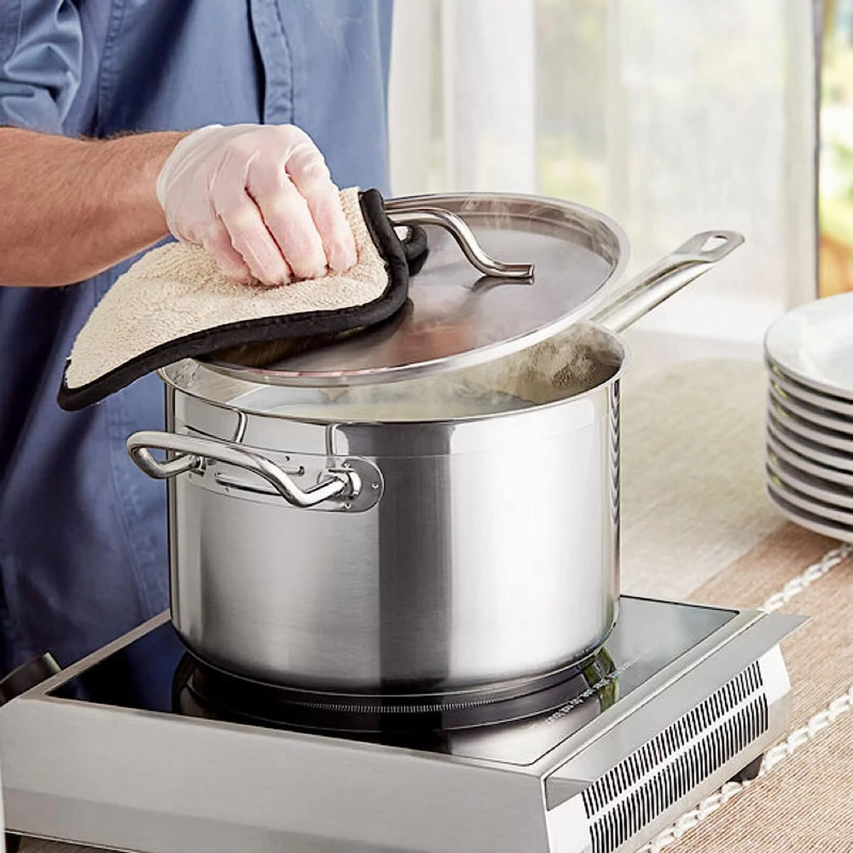7-3/5 qt. Stainless Steel Saucepan with Lid V46289