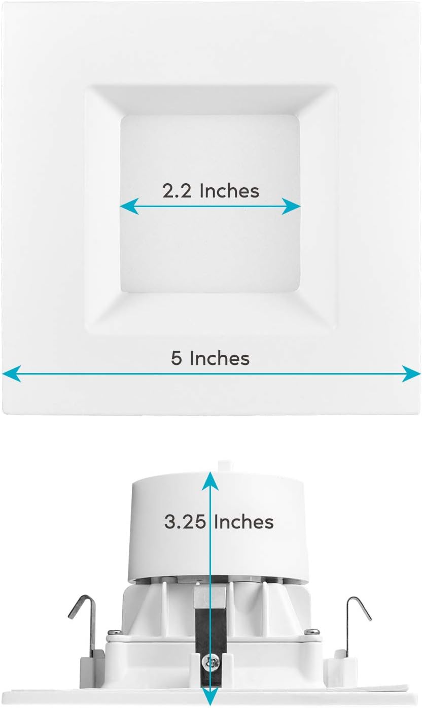 4 Inch Square Recessed LED Can Lights, CCT Selectable Dimmable, 6 Pack M311462