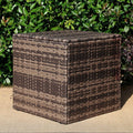 Outdoor Glass Rattan Square Coffee Table with Storage Compartment E1261