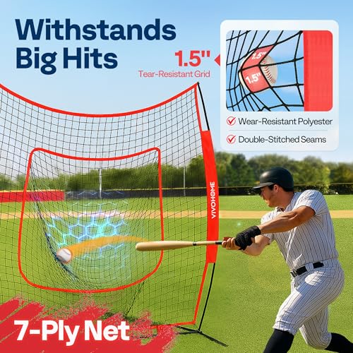 7x7 Ft Baseball Softball Practice Net with Batting Tee and Carry Bag J76239