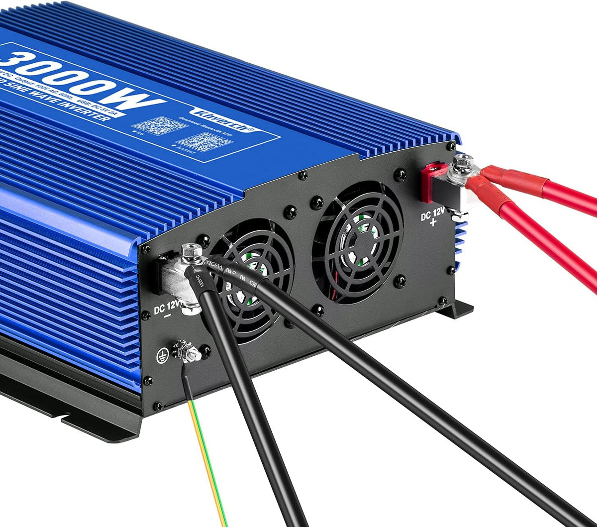 3000W Power Inverter DC12V to 110V AC with 4AC Outlets 2USB Port S25385