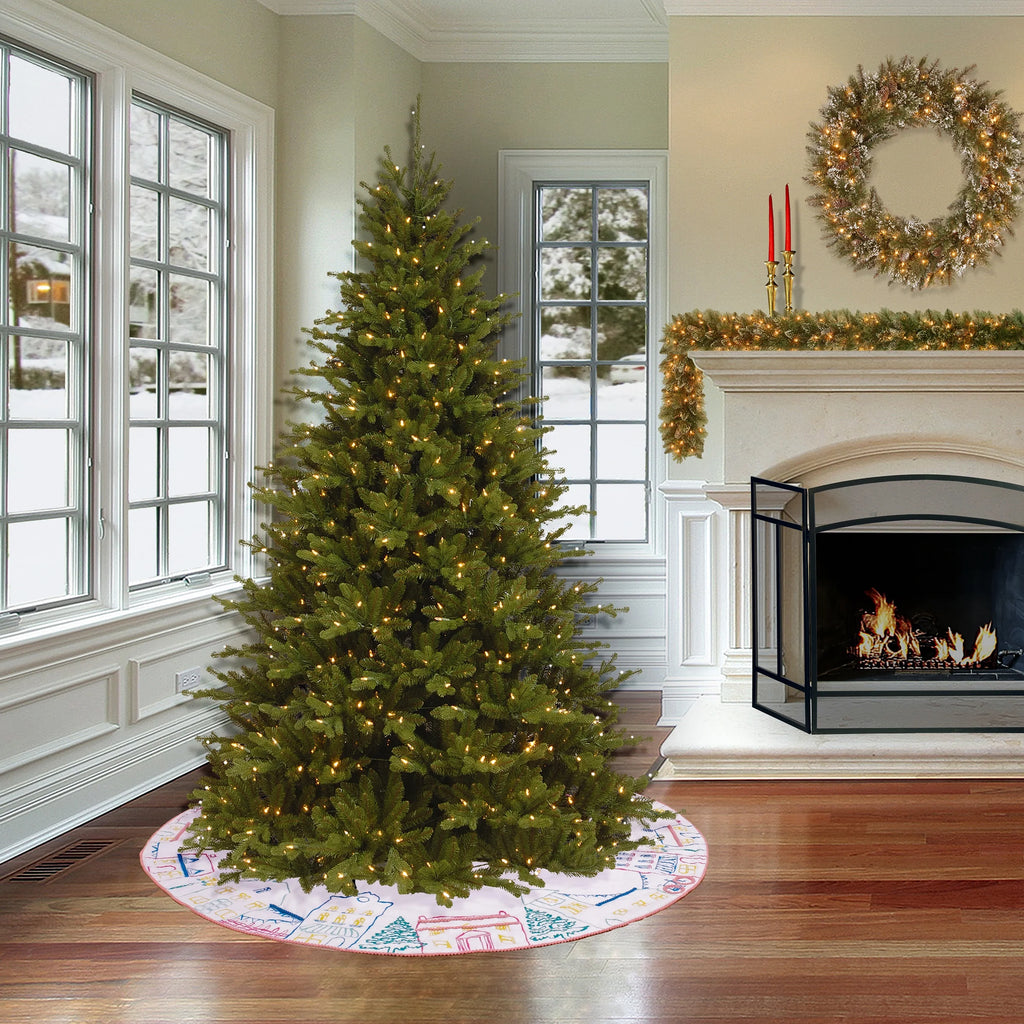 Embroidered Tree Skirt Cotton Velvet White 52 in Z180