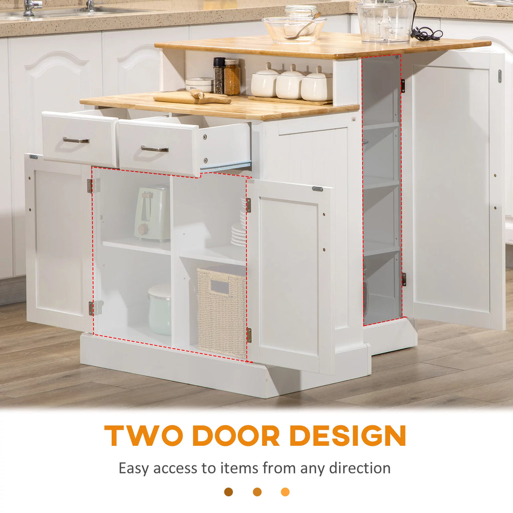 White Kitchen Island with Storage Cabinet and Drawers B3114
