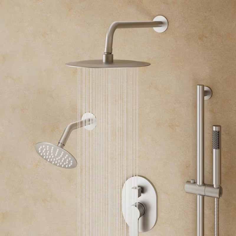 Wall Mounted Dual Shower Head and Handheld Shower Head 2.5 GPM Brushed Nickel F83398