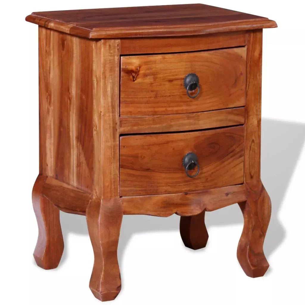 Nightstand with Drawers Solid Acacia Wood U62698
