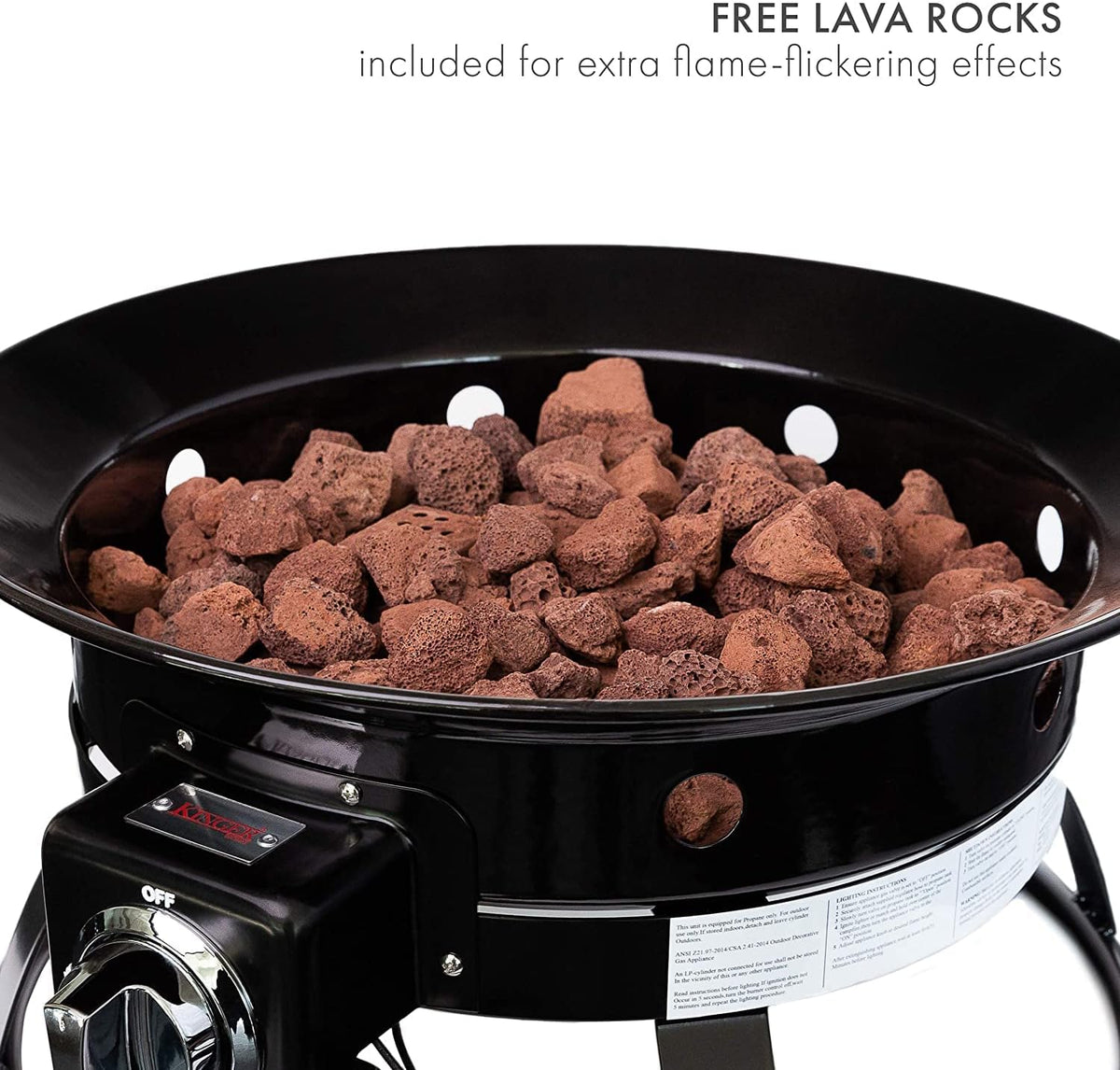 20 Portable Propane Fire Pit 52,000 BTU Smokeless with Cover Carry Kit Black E2806
