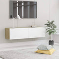 White and Sonoma Oak Chipboard TV Cabinet Q60852
