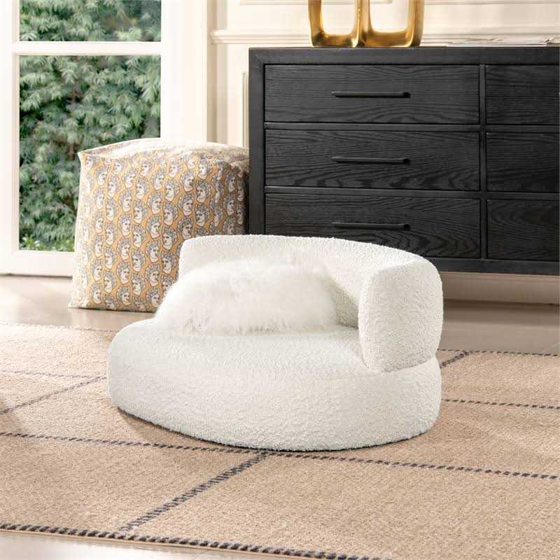 Medium Ivory Curved Dog Sofa Bed V932990