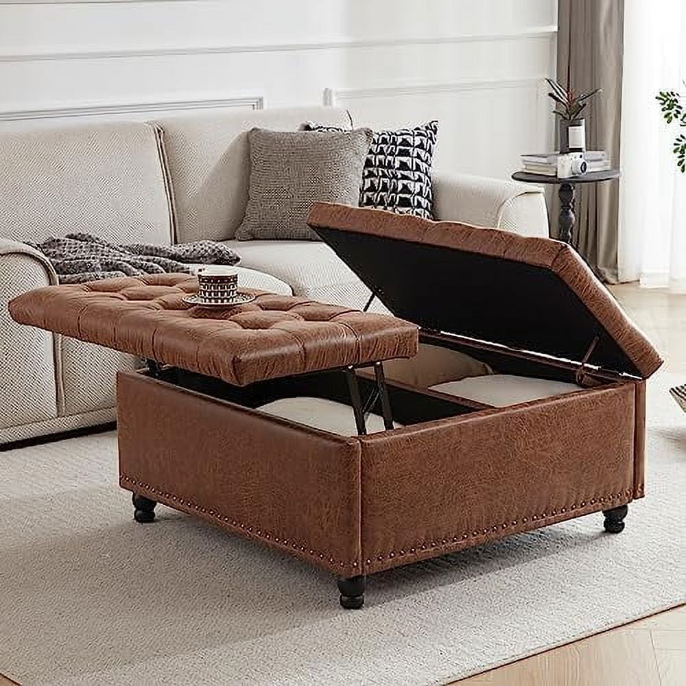 Large Square Tufted Upholstered Ottoman Bench B6897