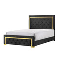 King Size Button Tufted Black Upholstery Bed W57324