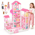 4-Story Dollhouse Playset with 2 Dolls and Accessories U2210