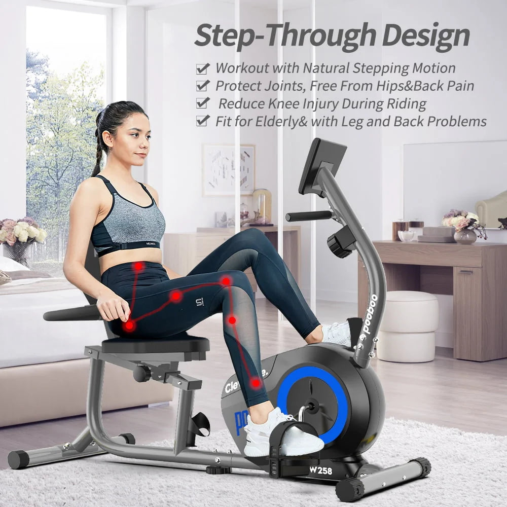 Magnetic Recumbent Exercise Bike 330lbs Blue X865155