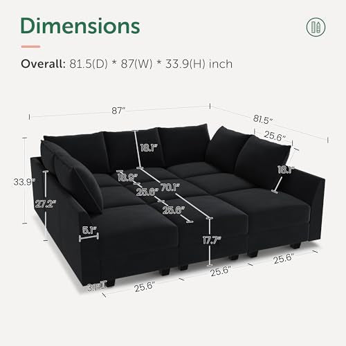 Black Modular Sectional Sofa with Storage Ottoman A144805