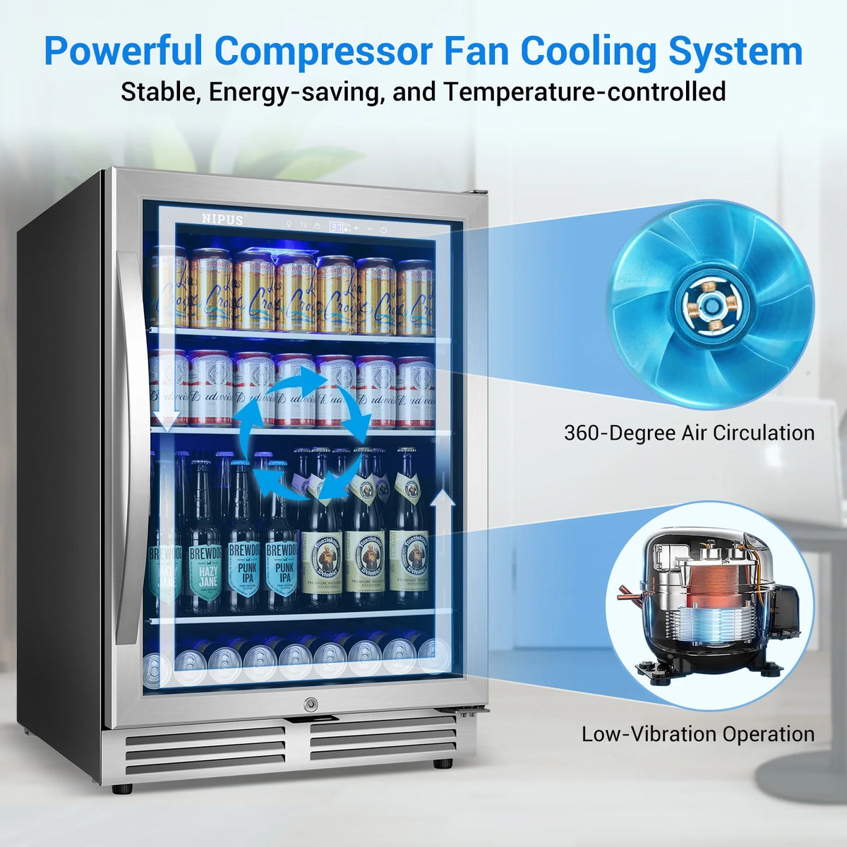 24 inch 140 Can Beverage Refrigerator Cooler L908375