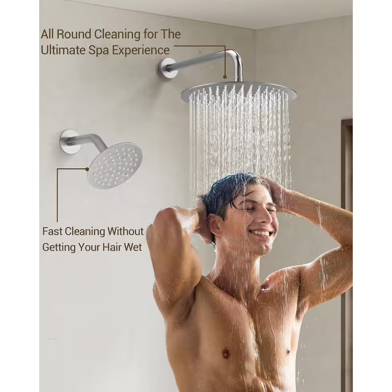Wall Mounted Dual Shower Head and Handheld Shower Head 2.5 GPM Brushed Nickel F83398