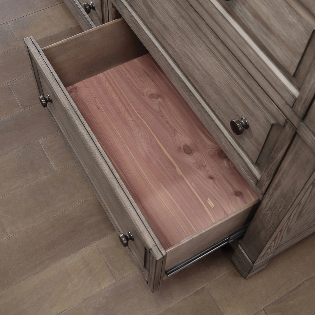 Gray Wood 7-Drawer Dresser with Mirror D6155