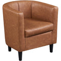 Brown Faux Leather Upholstered Accent Chair Y318