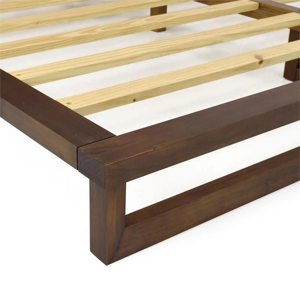 Queen Mocha Brown Wood Platform Bed D1049