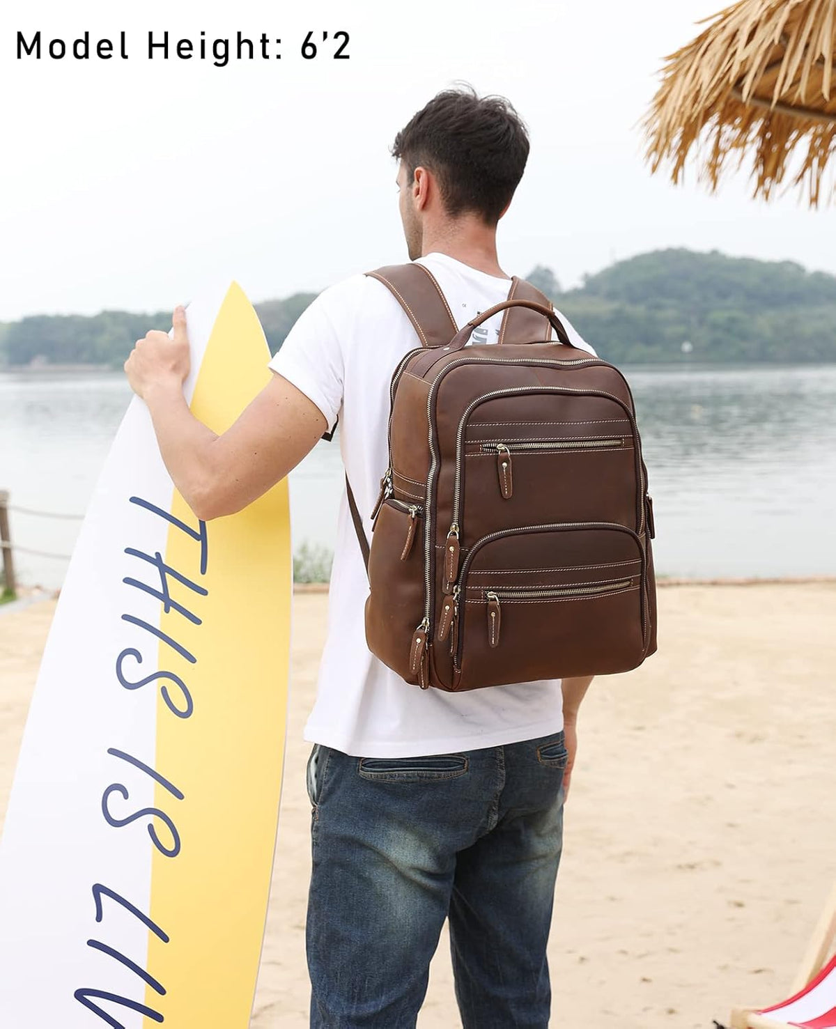 Genuine Leather 18 inch Laptop Backpack U3425