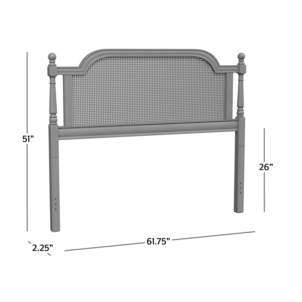King French Grey Wood and Cane Headboard E799