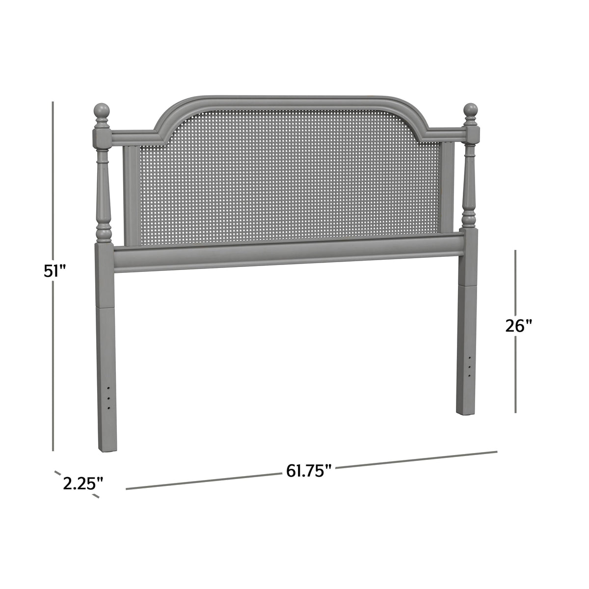 King French Grey Wood and Cane Headboard E799