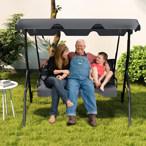 3 Person Porch Swing with Removable Cushion and Canopy G38663