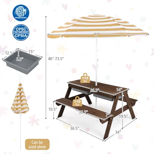 Kids 4 in 1 Sand and Water Table with Umbrella I2727