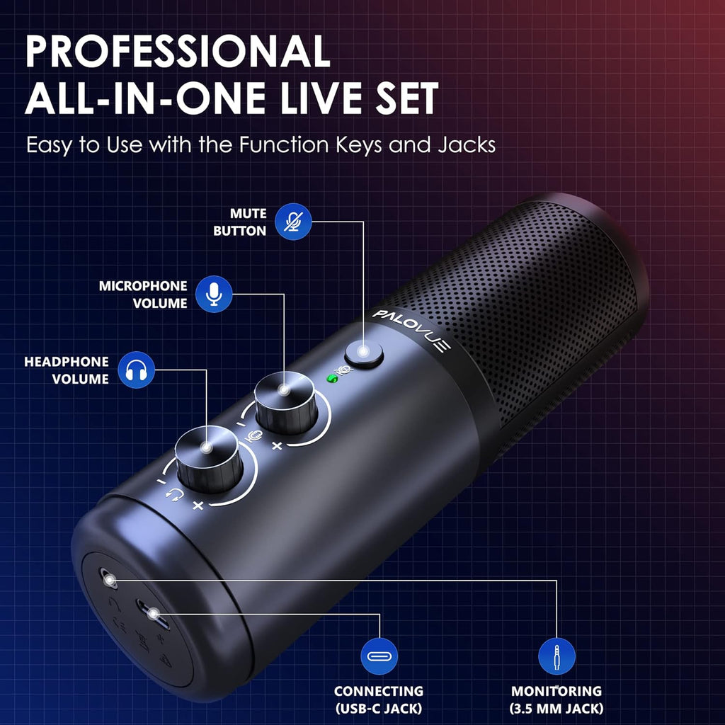 USB Computer Microphone Condenser with Noise Cancelling Instant Mute Pack of 2 J1999