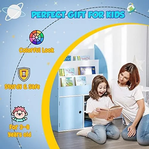 Blue Bookshelf with Cabinet P901