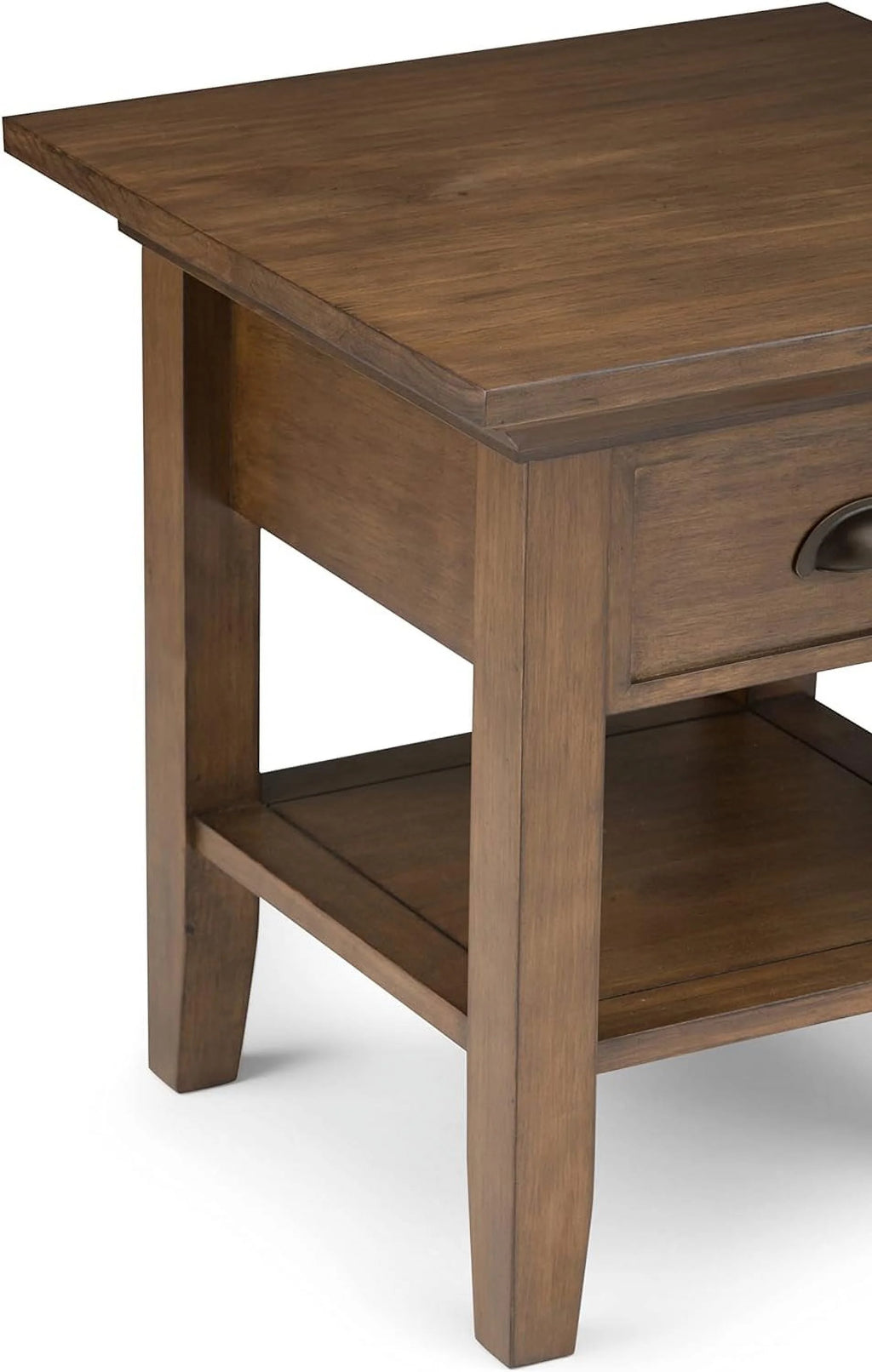 19 Inch Square Wood End Table with 1 Drawer and 1 Shelf C4125