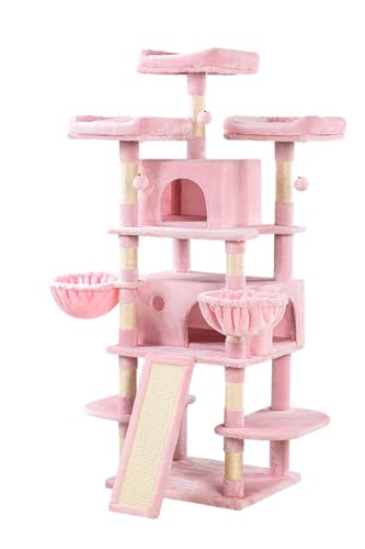68 Inches Cat Tree Multi-Level Smokey Grey W21005