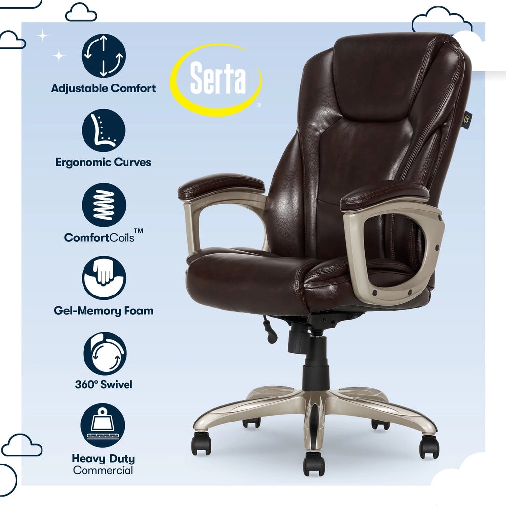 Black Bonded Leather Office Chair with Memory Foam D7889