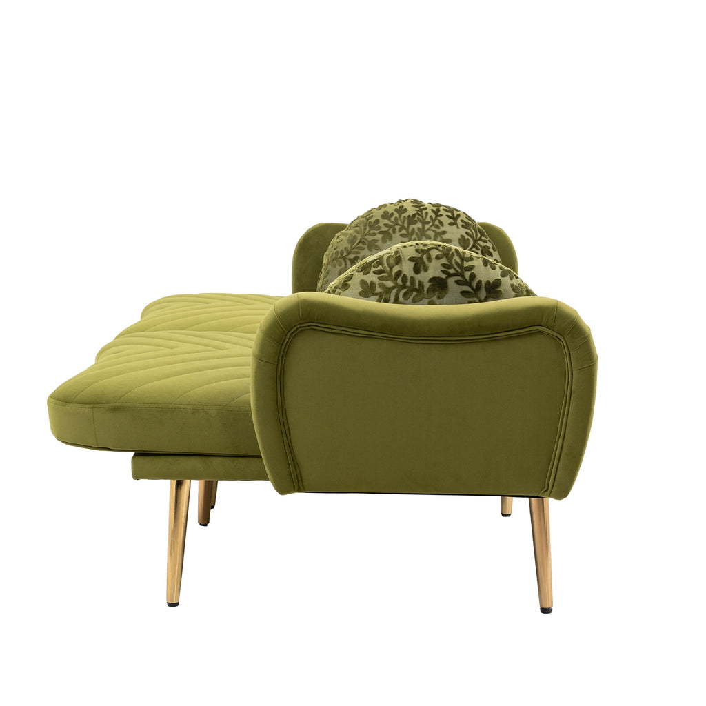 65" Green Upholstered Convertible Sleeper Sofa Bed S1656