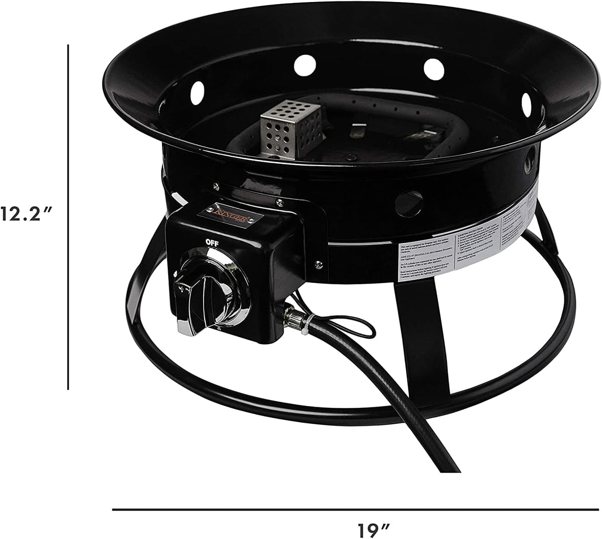 20 Portable Propane Fire Pit 52,000 BTU Smokeless with Cover Carry Kit Black E2806