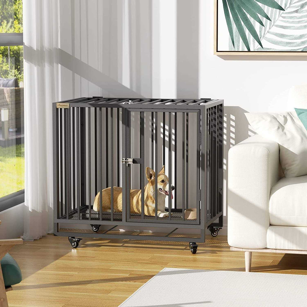 Heavy Duty Steel Dog Crate with 4 Wheels I294466