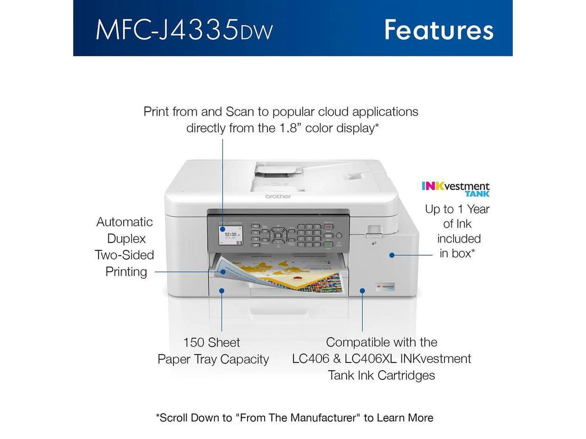Color Inkjet All-in-One Printer with Duplex and Wireless Printing U843148