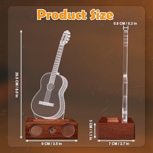 Acrylic Light Up Guitar Pick Holder with Wooden Base O86908