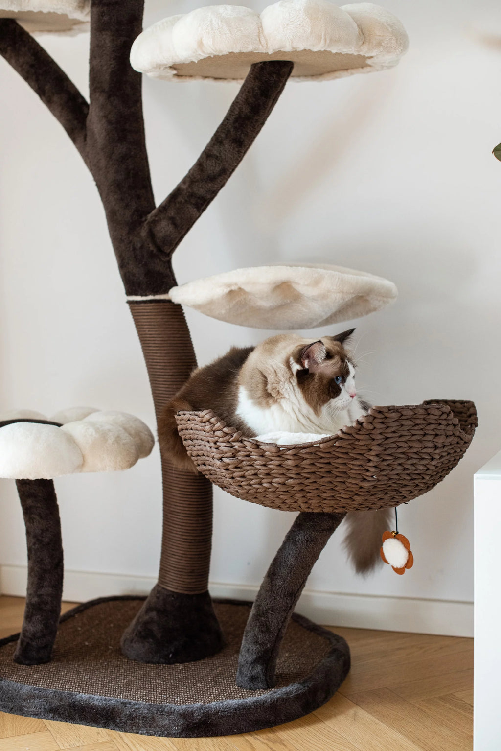 Natural Blossom Woven Tree Branches 6-Level Cat Tree with Hammock T37213