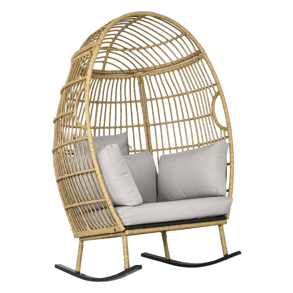 Grey Oversized Wicker Egg Rocking Chair T817