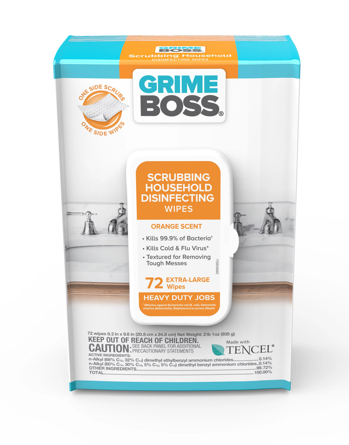 Fiber Blend Scrubbing Household Disinfecting Wipes 72 pk K32202