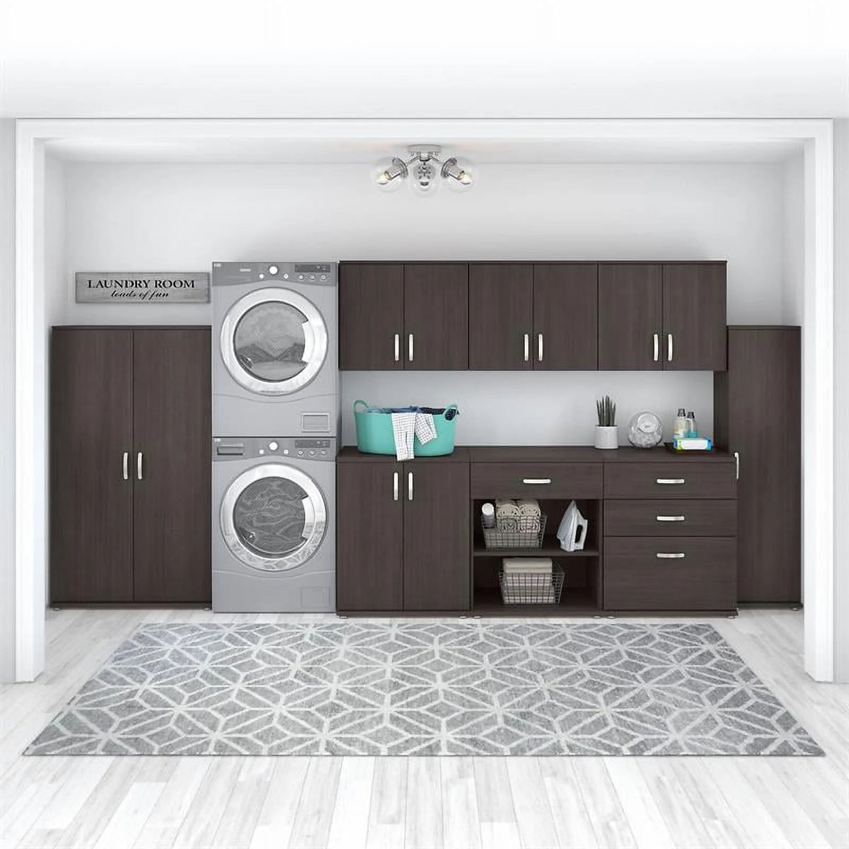 Storm Gray Engineered Wood Cabinet with Doors Y535